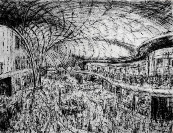 Urban Pulse – Charcoal Cityscape Drawing