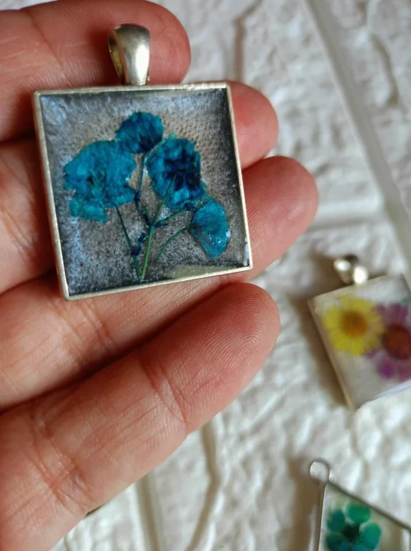 Blue Blossom – Resin Pendant - Image 2