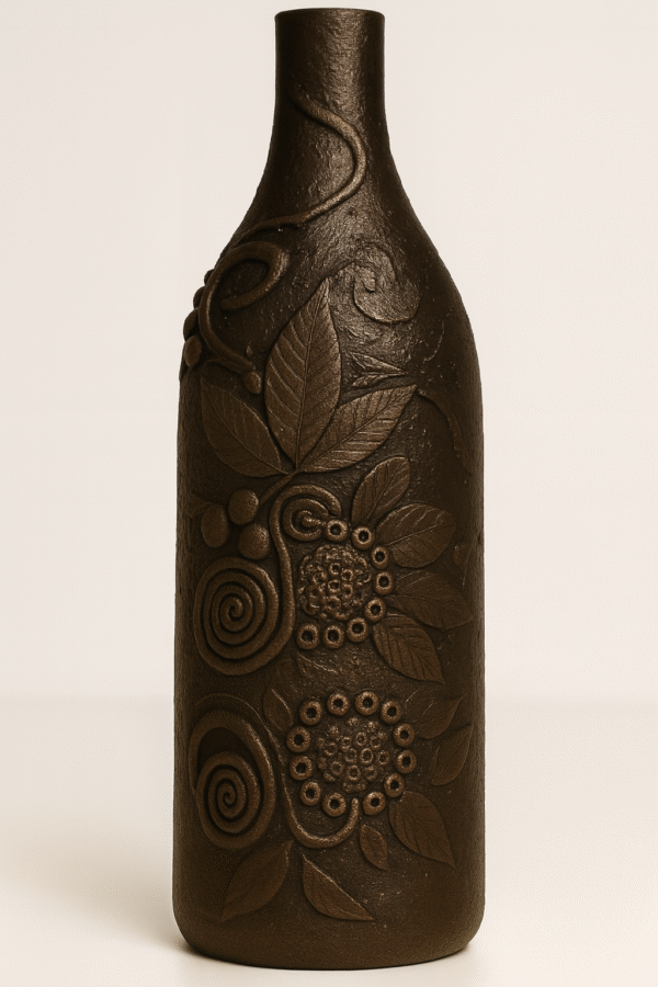 Handcrafted decorative bottle with floral design